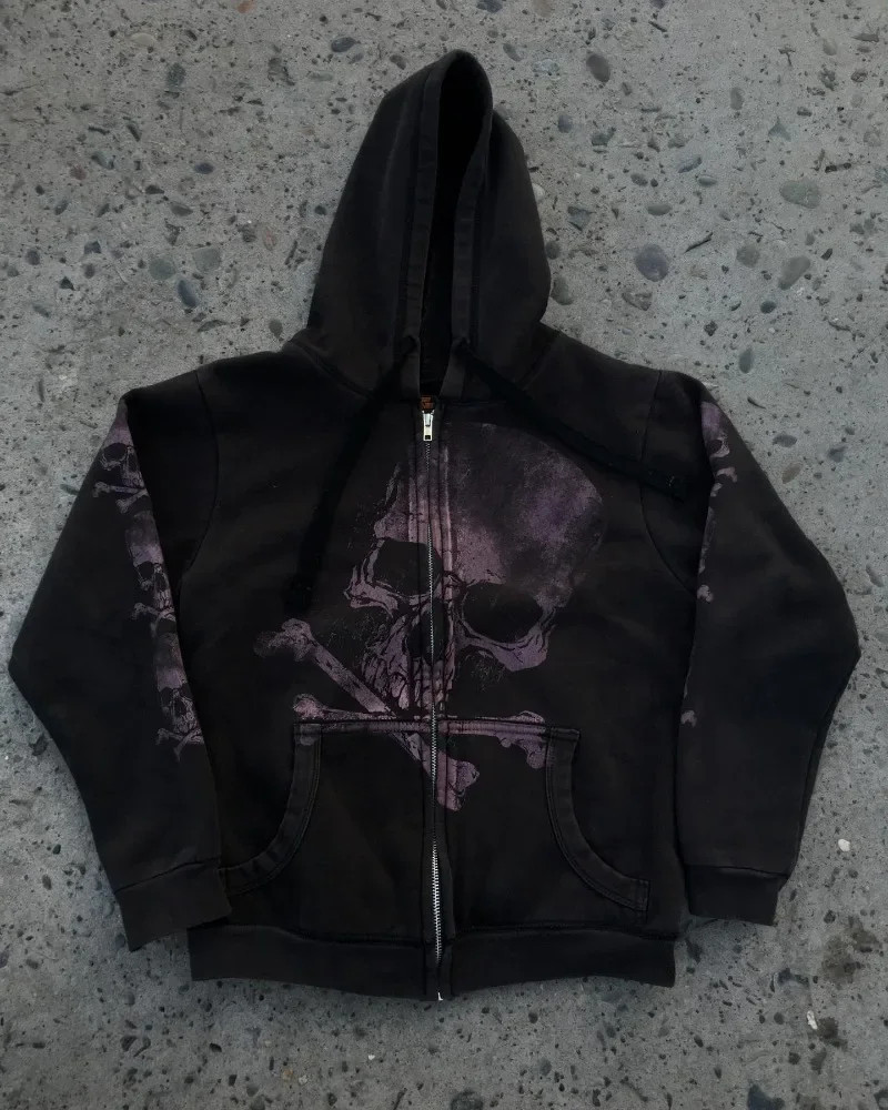 Men's Skull And Crossbones Zip-up Hooded Sweat Shirt