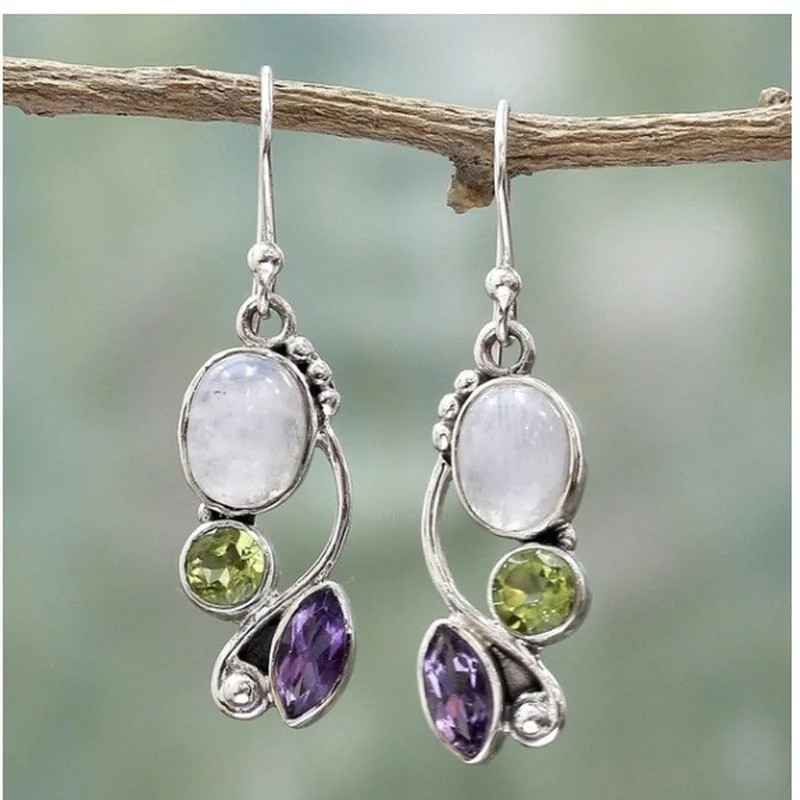 Vintage Colorful Crystal Earrings