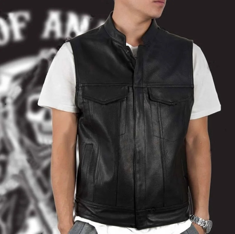Men's Rough Rub-off Raw Finish Denim Vest
