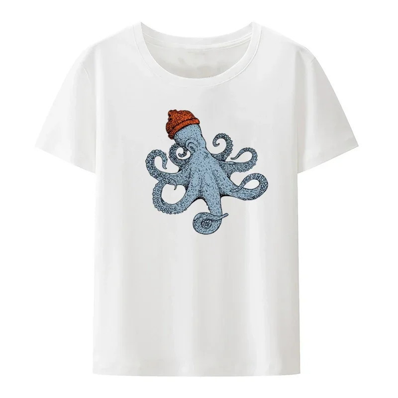 Men's Casual Octopus Chillin Print Cotton Blend T-shirt