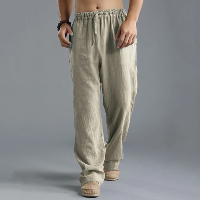 Men'S Vintage Drawstring Casual Cotton Linen Pants