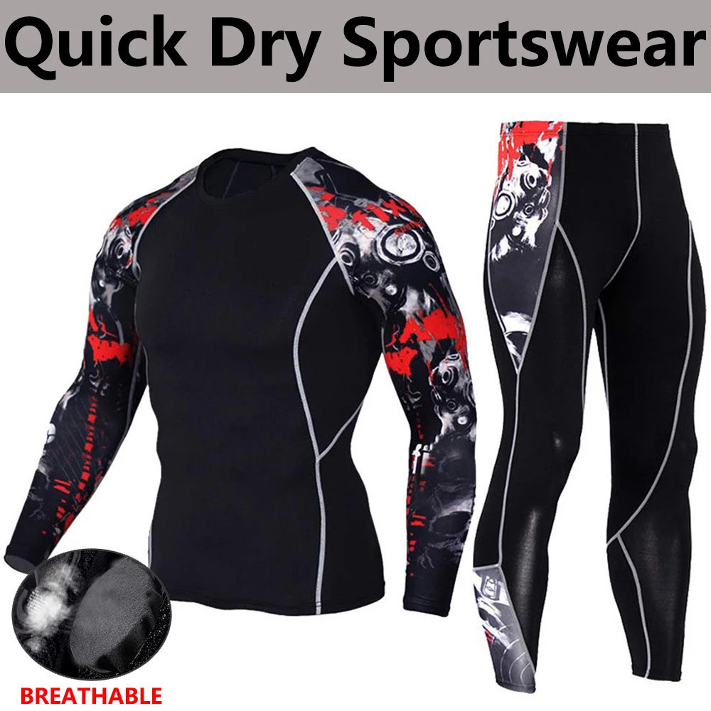 Men's Compression Thermal Underwear - Black/red